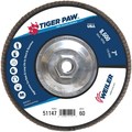 Weiler 7" Tiger Paw Abrasive Flap Disc, Conical (TY29), 60Z, 5/8"-11 UNC 51147